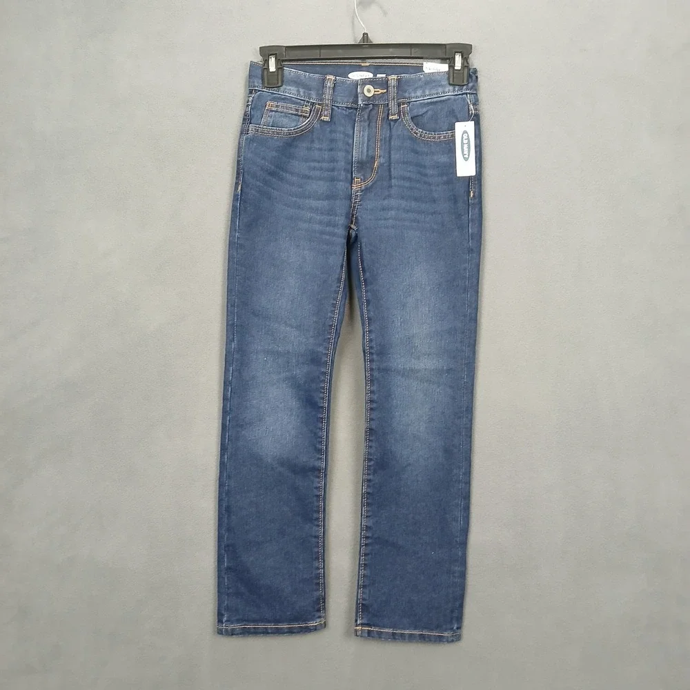 Old Navy‎ Skinny Jeans Girls 8 Blue Denim Cotton Whiskers Detail Mid Rise Casual